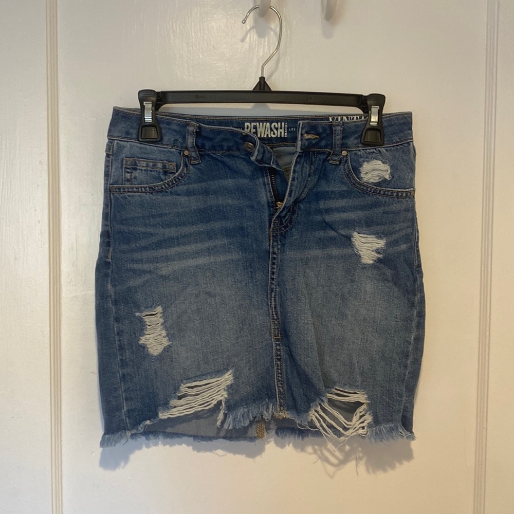 Ripped Jean Skirt